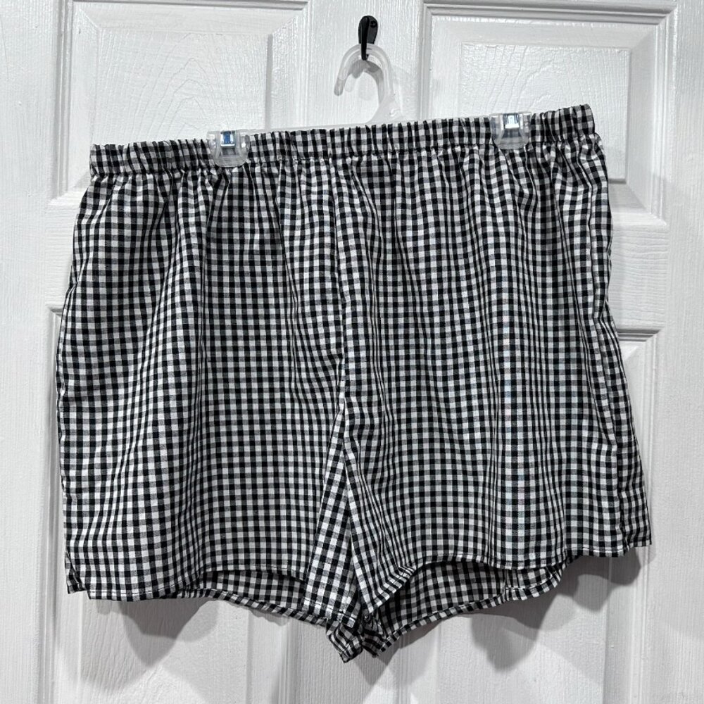 Black & White Gingham High-Waisted Boxer Shorts